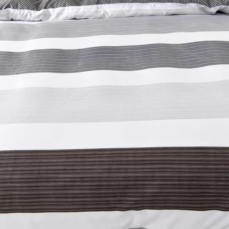 Housse de Couette et Deux Taies à Rayures 240cm Gris