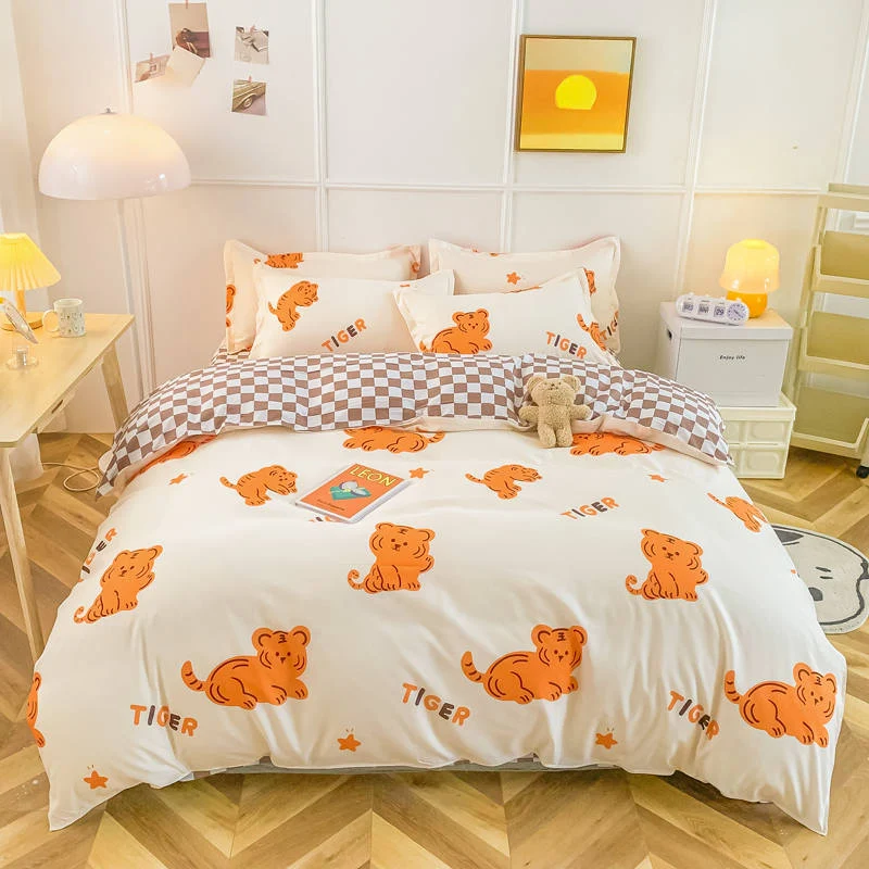 Housse de couette et Deux Taies Tigre Orange 240cm