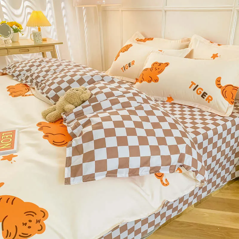 Housse de couette et Deux Taies Tigre Orange 240cm