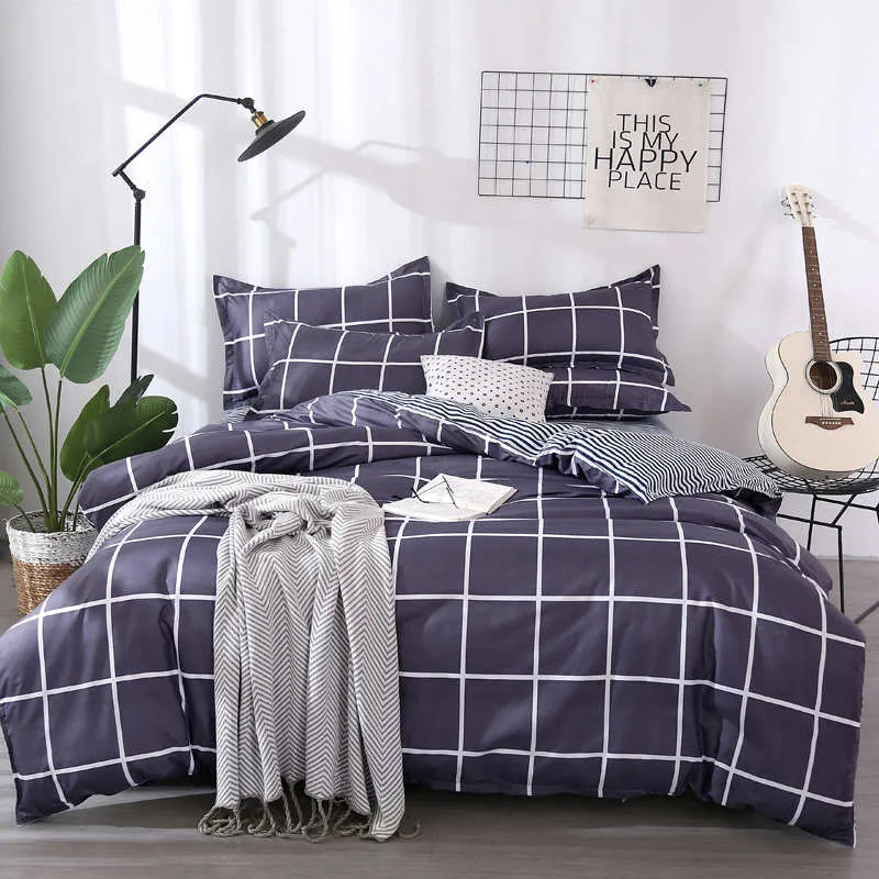 Housse de Couette et Deux Taies Carreaux 240cm