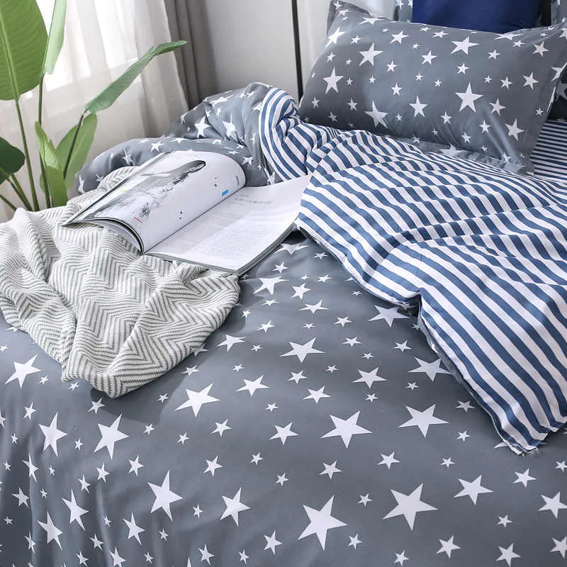 Housse de Couette et Taies Etoiles Gris 240cm