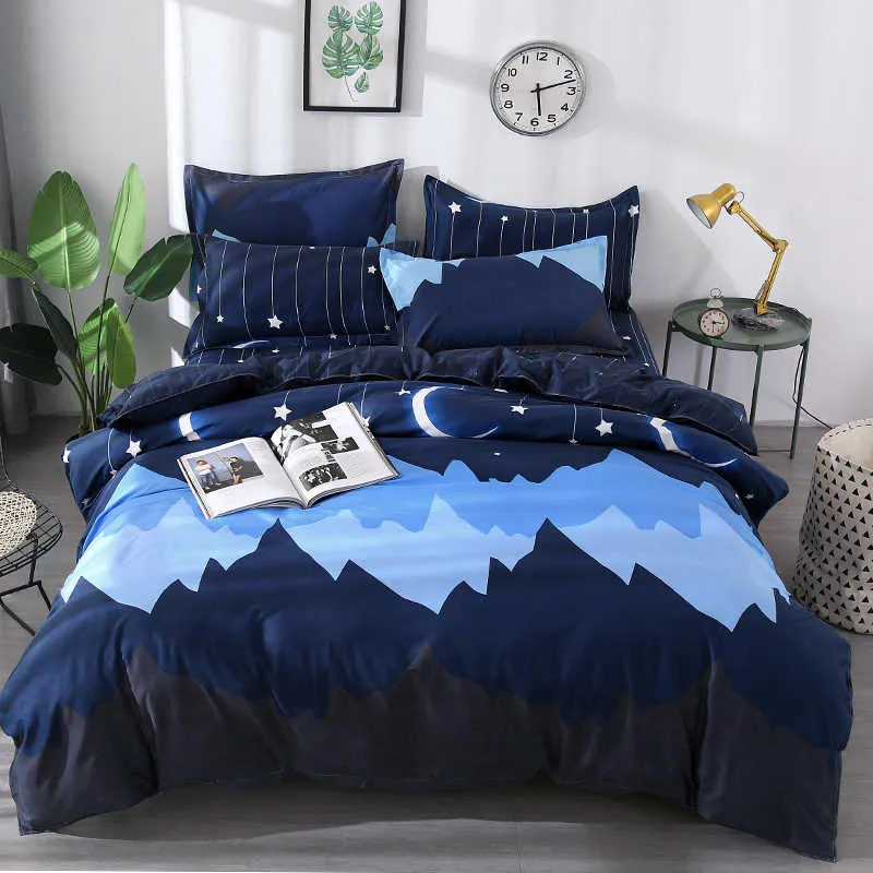 Housse de Couette et deux Taies Bonne Nuit Bleu 200cm