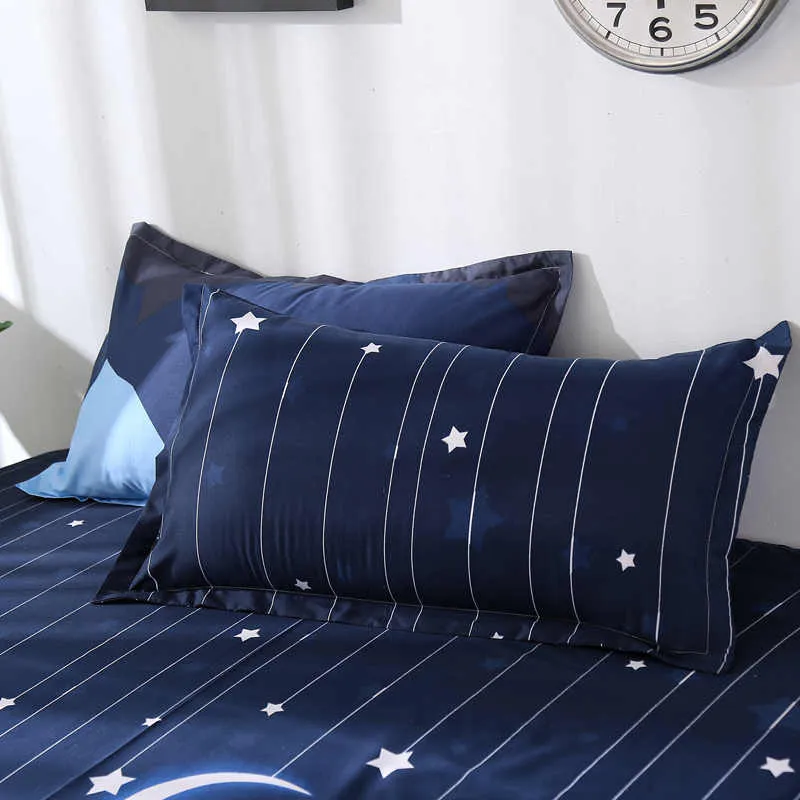 Housse de Couette et deux Taies Bonne Nuit Bleu 200cm