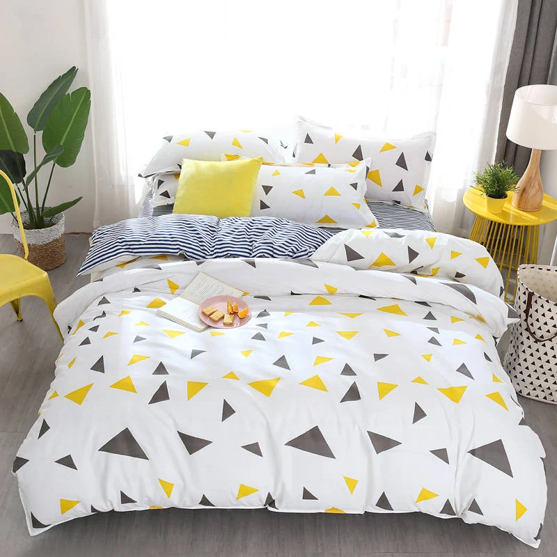 Housse de Couette et Deux Taies Graphique Blanc 240cm