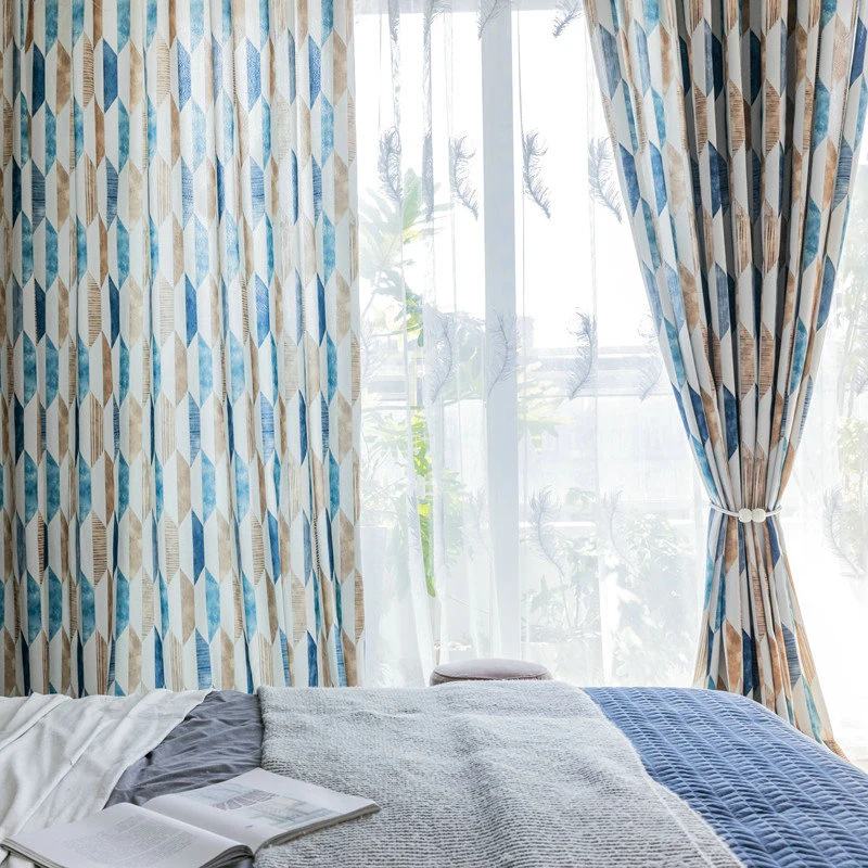 Rideau à œillets Tamisant 140 x H240 Bleu Brun