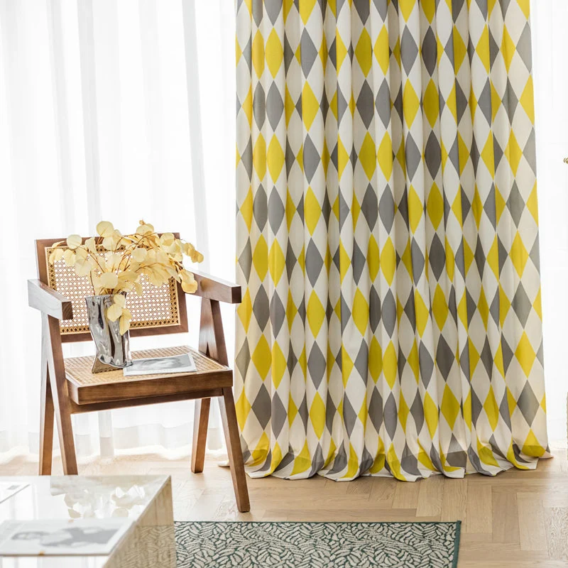 Rideau à œillets Prisme Jaune 140x260cm