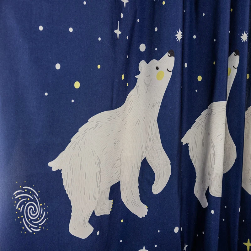 Rideau à œillets Occultant Ours Polaire Bleu 140 x H240cm