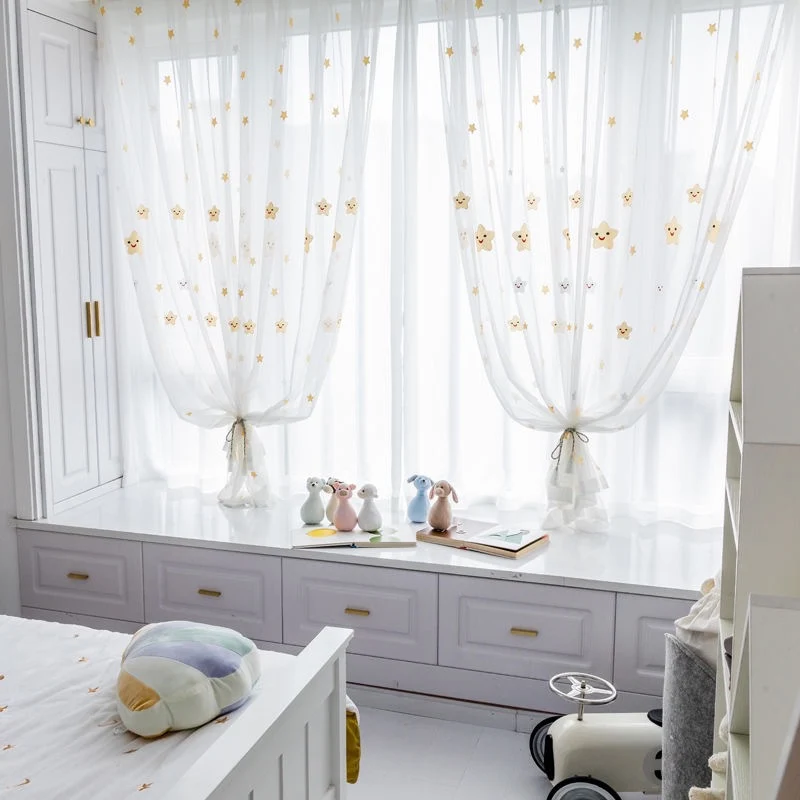 Voilage à œillets étoile brodé enfant 140 x H240 cm