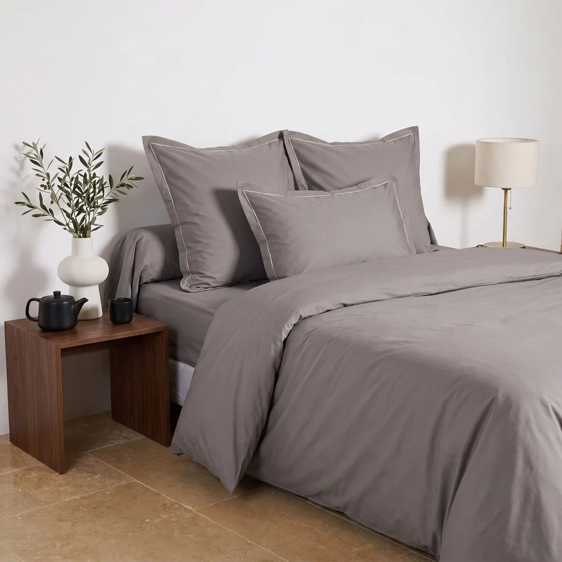 Taie d'oreiller unie - Percale de coton