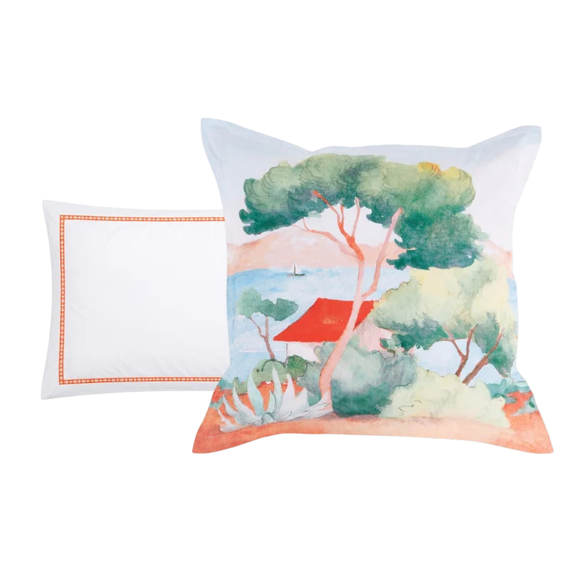 Taie d'oreiller À l’ombre des pins - Percale de coton 120 fils/cm²