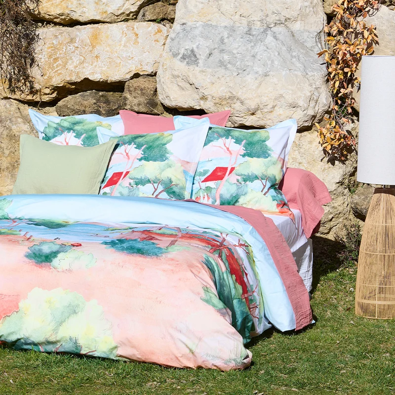 Taie d'oreiller À l’ombre des pins - Percale de coton 120 fils/cm²