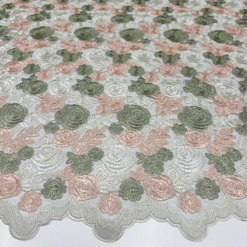 Tissu Dentelle Guipure Tulle Brodé - Botanico
