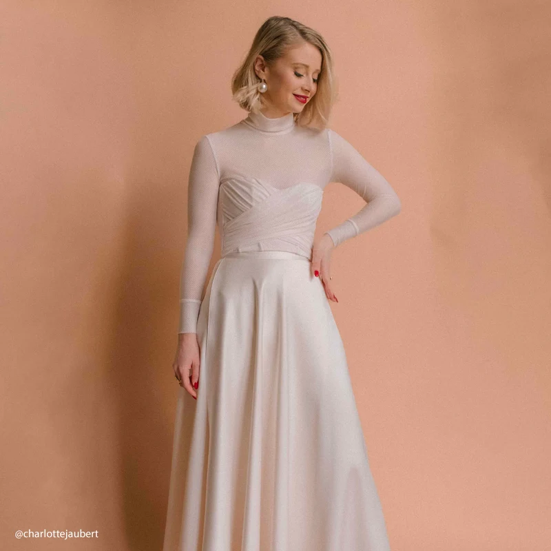 Tissu Crêpe Envers Satin, Lourd Stretch - Elvira