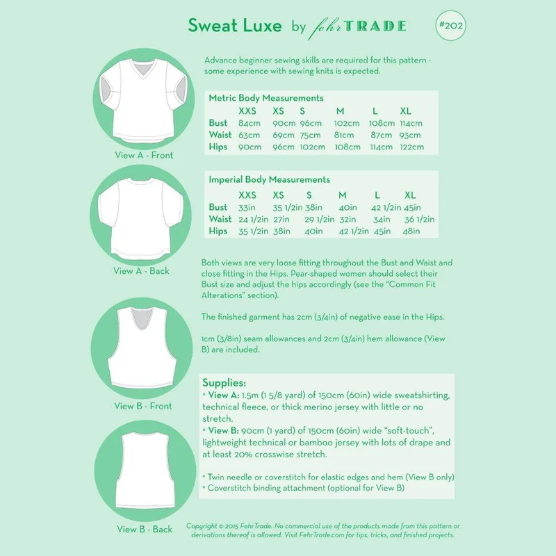 PATRON DE COUTURE PDF | SweatLuxe | Fehr Trade