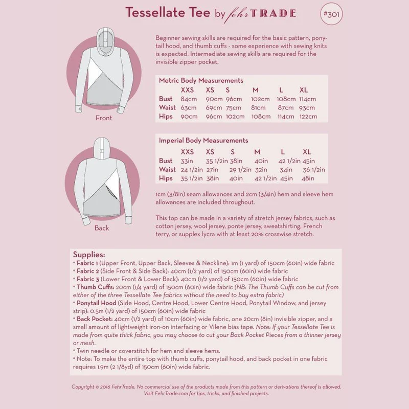 PATRON DE COUTURE PDF | T-shirt Tessellate | Fehr Trade