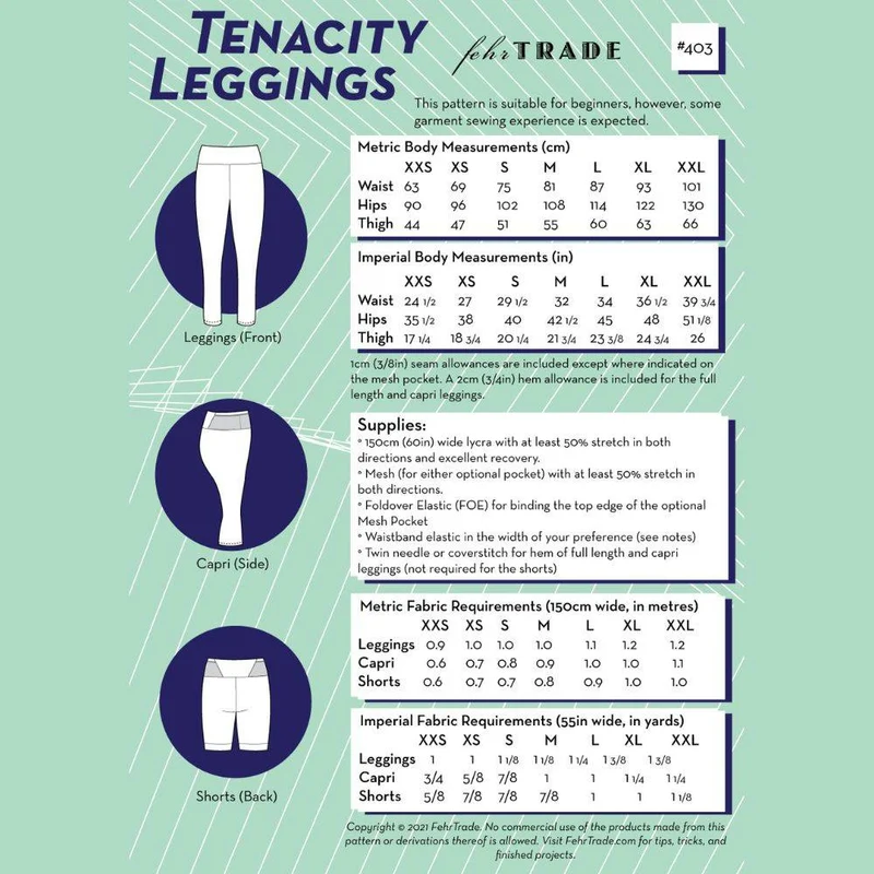 PATRON DE COUTURE PDF | Legging Tenacity | Fehr Trade