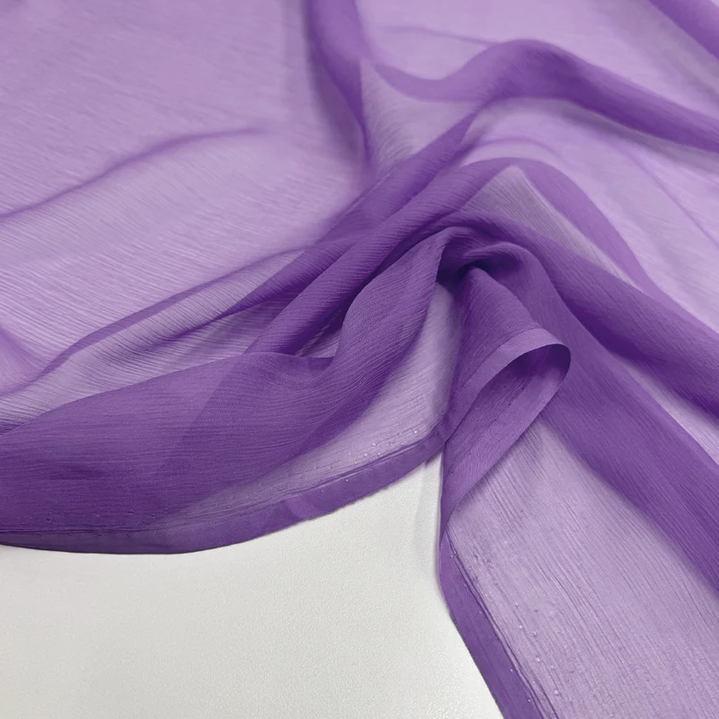 Tissu Mousseline Crinkle, Soie - Orangine