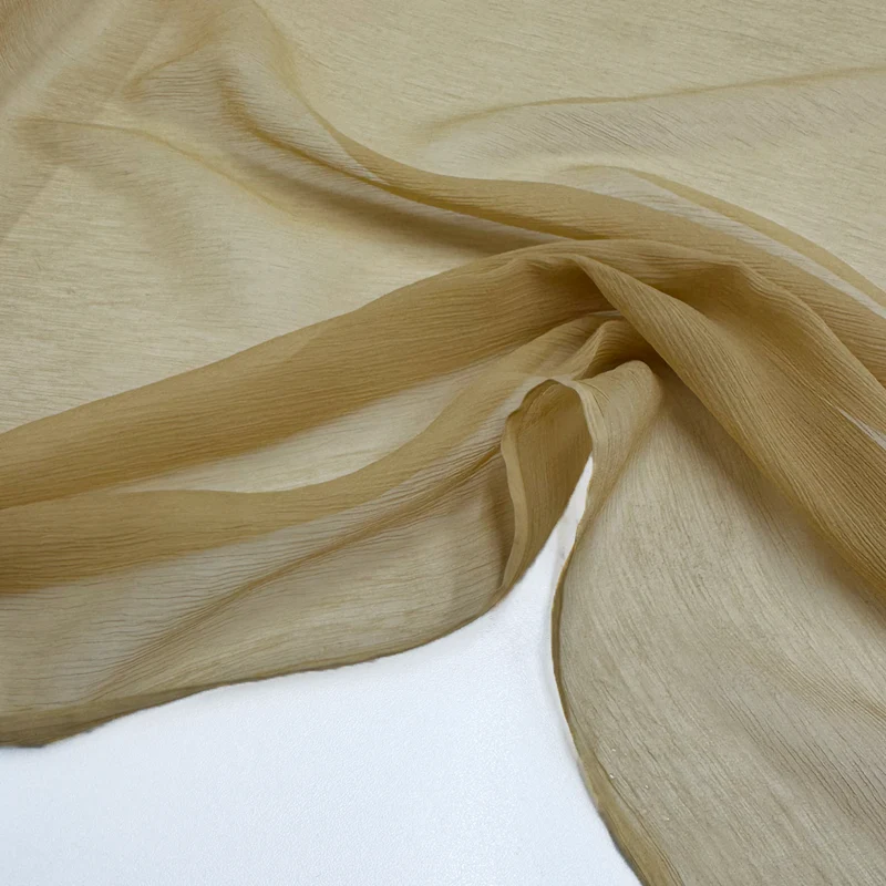 Tissu Mousseline Crinkle, Soie - Orangine