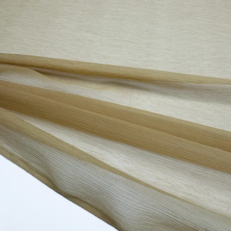 Tissu Mousseline Crinkle, Soie - Orangine