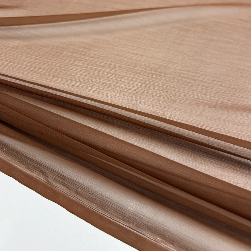 Tissu Mousseline Crinkle, Soie - Orangine