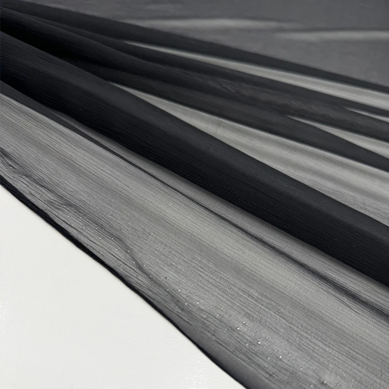 Tissu Mousseline Crinkle, Soie - Orangine