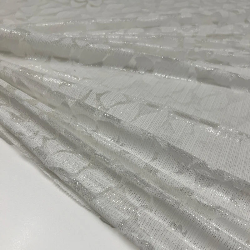 Tissu Maille Dentelle Tulle Extensible - Dévoré Métallisé, Cigno