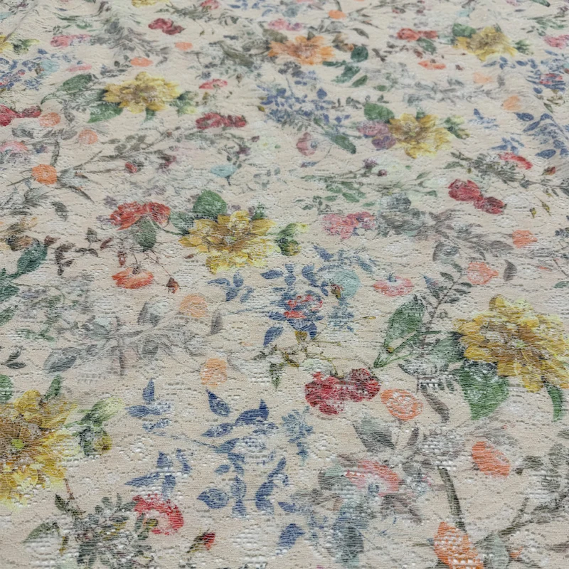 Tissu Dentelle Coton, Stretch - Floral, Geranio