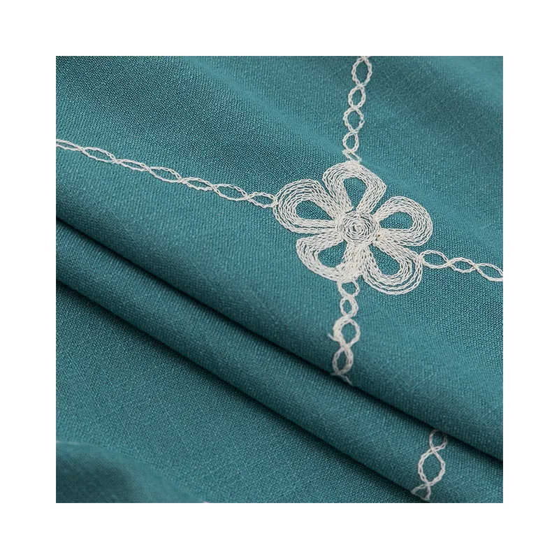Rideau Tamisant Fleuri Brodé 140 x H240 Vert Canard