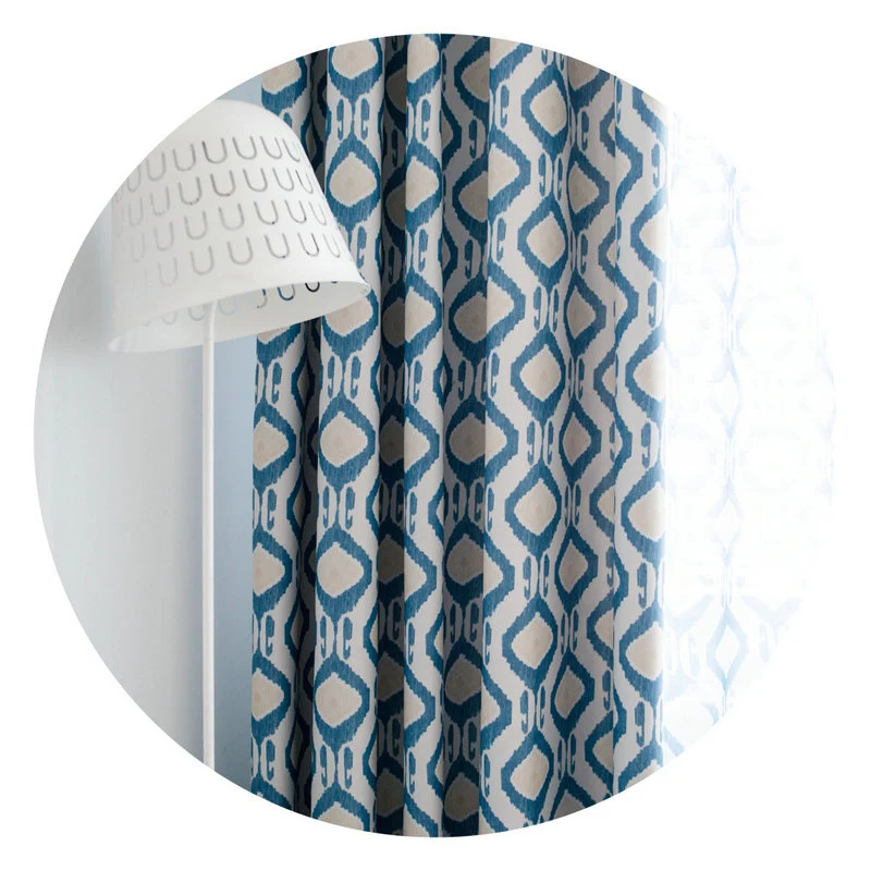Rideau à œillets Scandinave Losange 140 x H240 cm Bleu