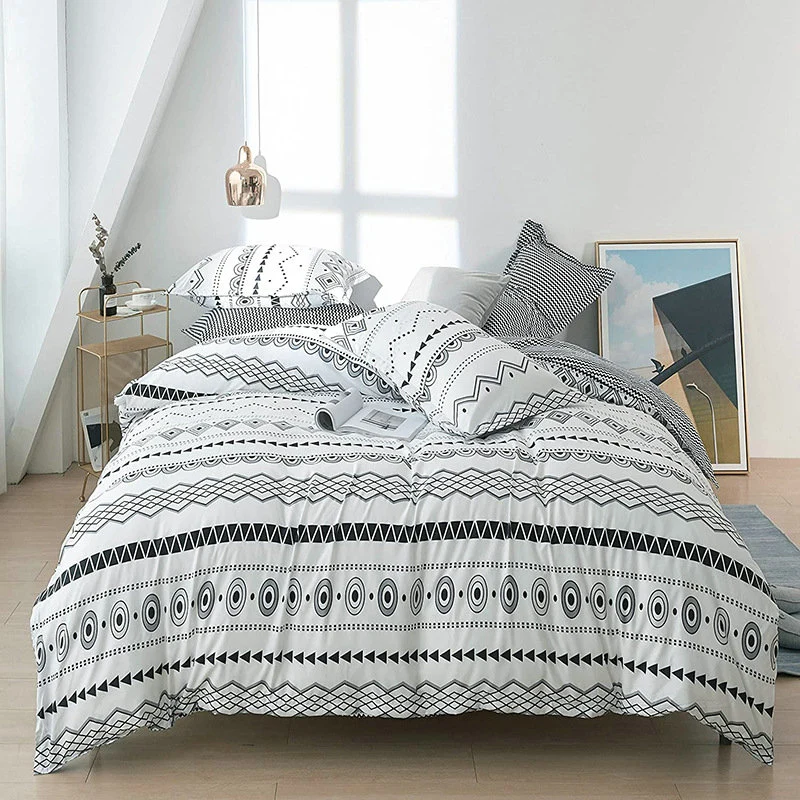 Housse de Couette et deux Taies d'oreiller Bohême Blanc 240cm