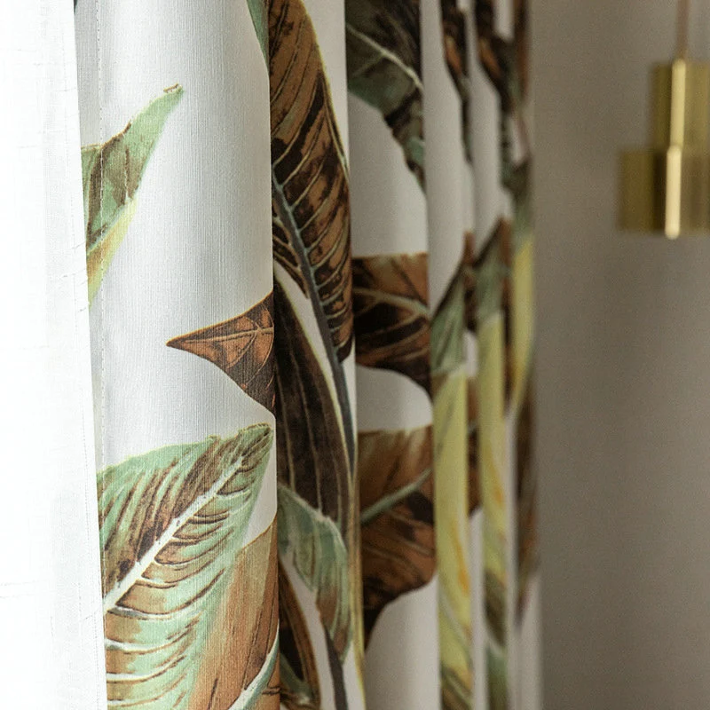 Rideau Occultant Feuille 140 x H260 cm Naturel
