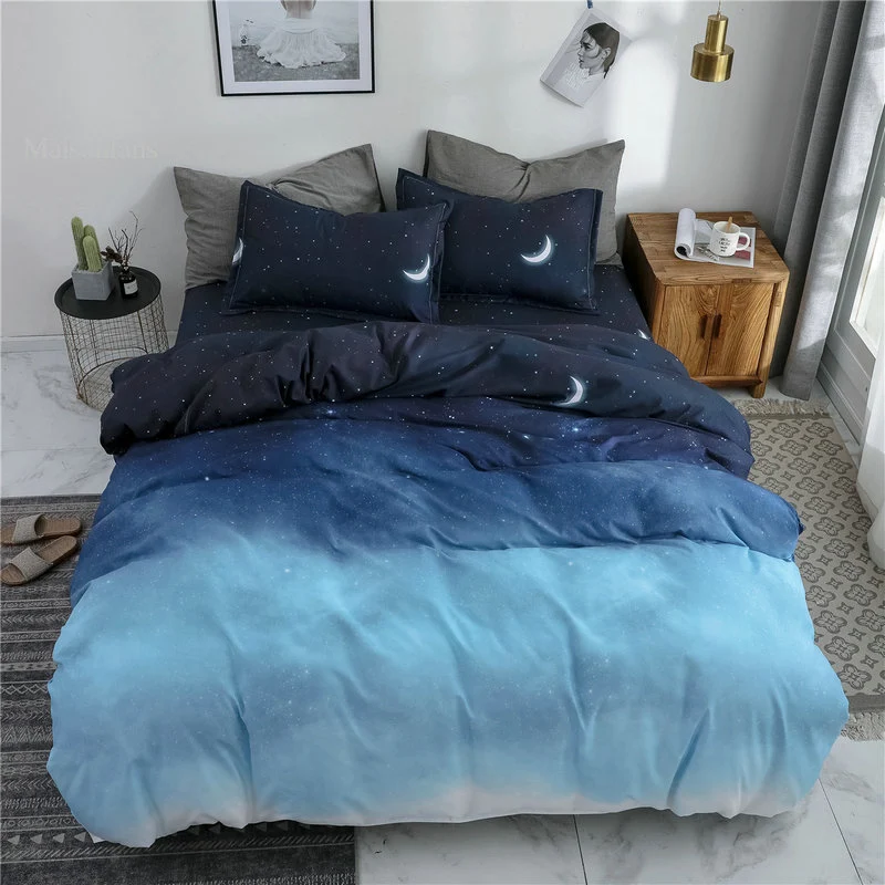Housse de Couette et Deux Taies Galaxie Bleu 240cm