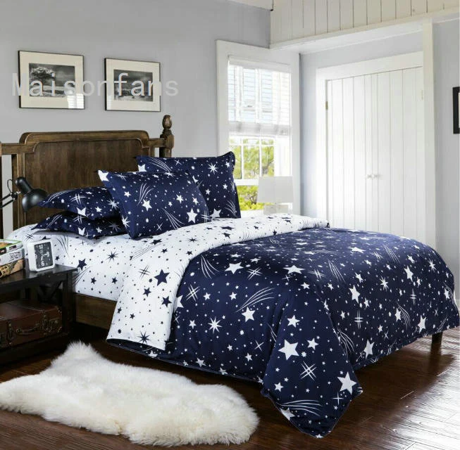Housse de Couette et Deux Taies Étoile bleu 240cm