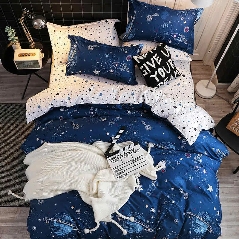 Housse de Couette et Deux Taies Planète Bleu (240 cm)