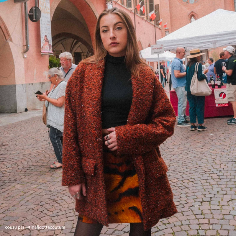 Tissu Manteau, Bouclette - Métallisé, Bagliori