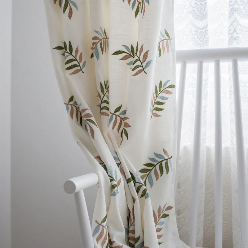 Rideau Blanc à œillets Palme Bordée 140 x 240cm