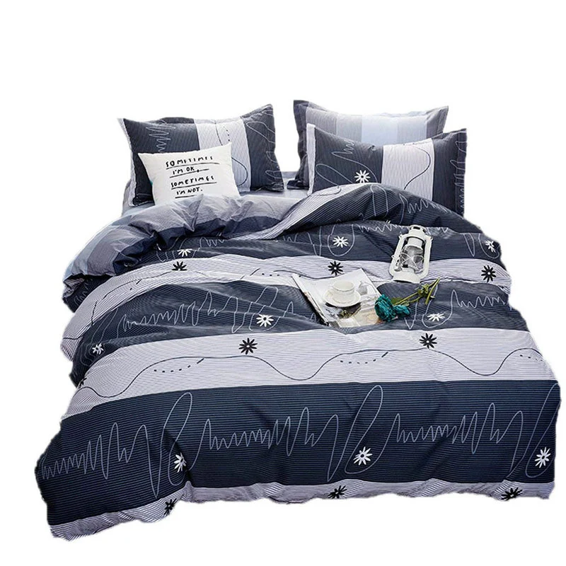 Housse de Couette et Deux Taies Bohémien Bleu Rayures