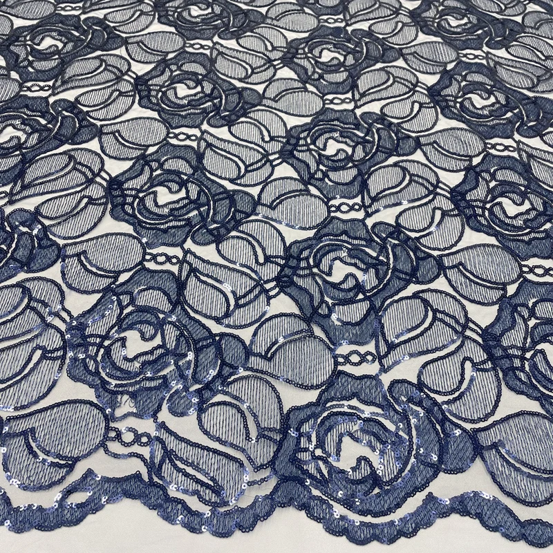 Tissu Dentelle Tulle Brodé, Paillettes - Isabella