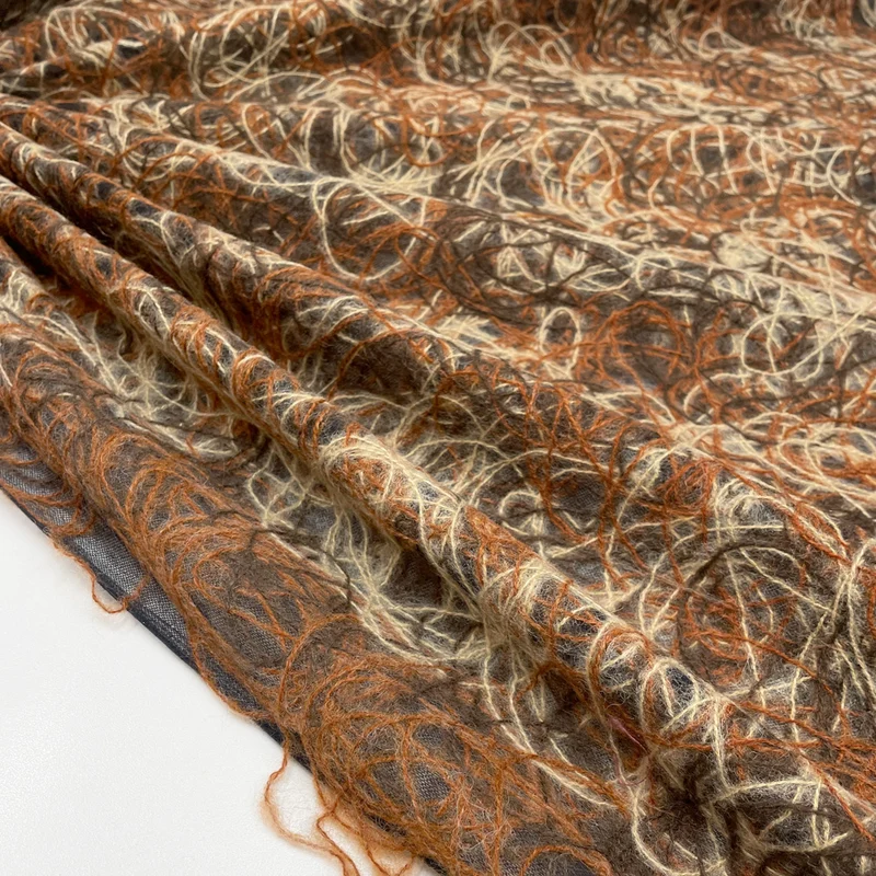 Tissu brodé, Laine Mohair - Filo