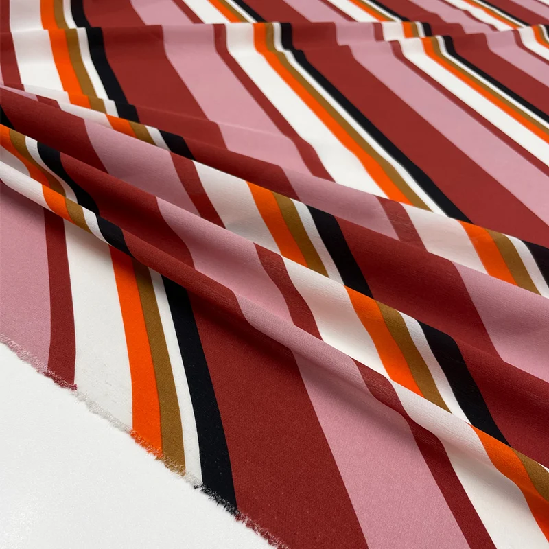 Tissu Crêpe de Chine, Soie - Rayé, Elira