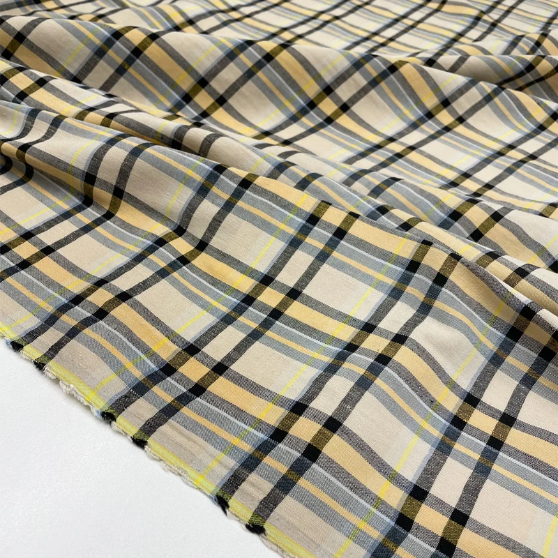 Tissu Stretch, Lin Viscose - Tartan, Abramo