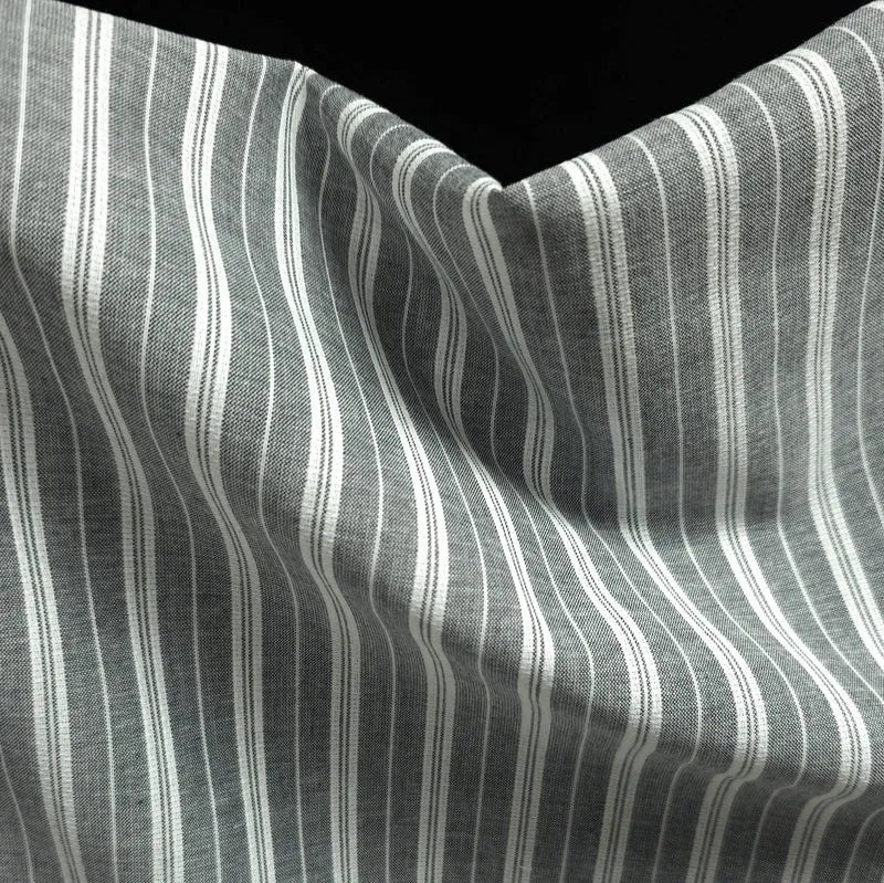Tissu de coton léger effet lin | Rayures tissées teintes