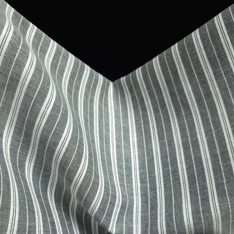 Tissu de coton léger effet lin | Rayures tissées teintes