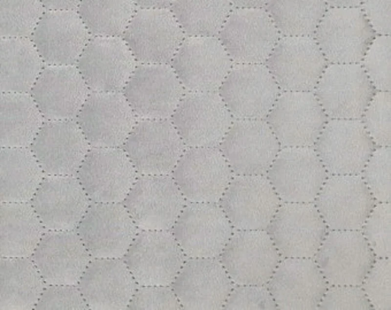 Honeycomb Quilted Light Grey Velvet Sell By The Metre