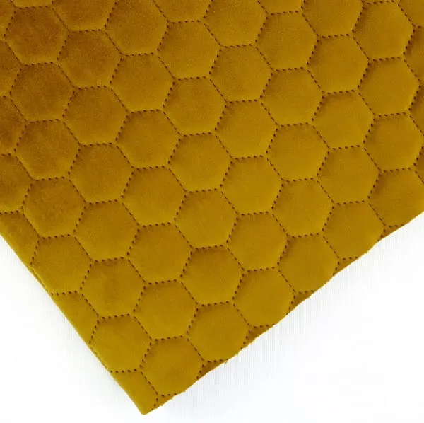 Honeycomb Quilted Yellow Velvet