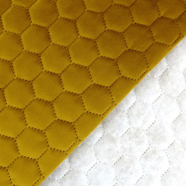 Honeycomb Quilted Yellow Velvet