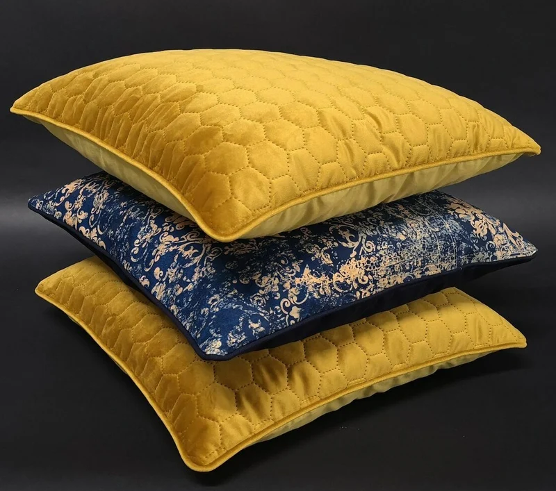 Honeycomb Quilted Yellow Velvet