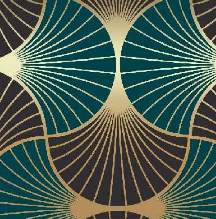 Art Deco Teal Woven Fabric