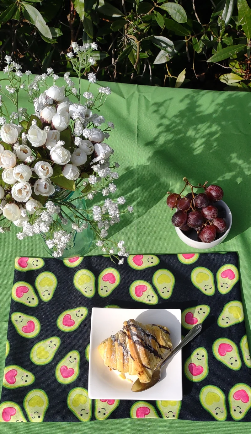 Avocado Garden Table Set – Tablecloth, 2 Cushion Covers and Place mats | Perfect for Garden Parties, Weddings & Kids' Events