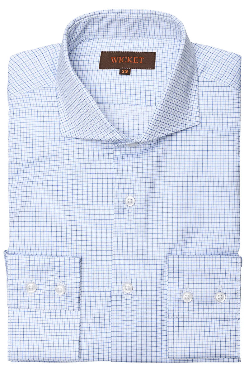 La Twill de Coton Blanc à Carreaux Bleu